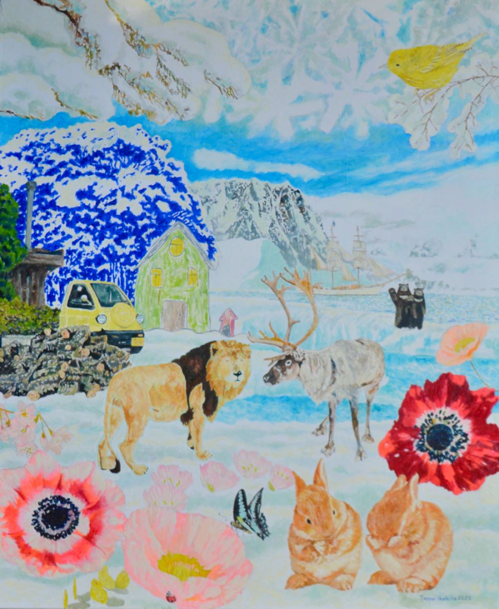 「帰ってきたライオン」 絵画　中サイズ　72.7cm×60.6cm HAS002