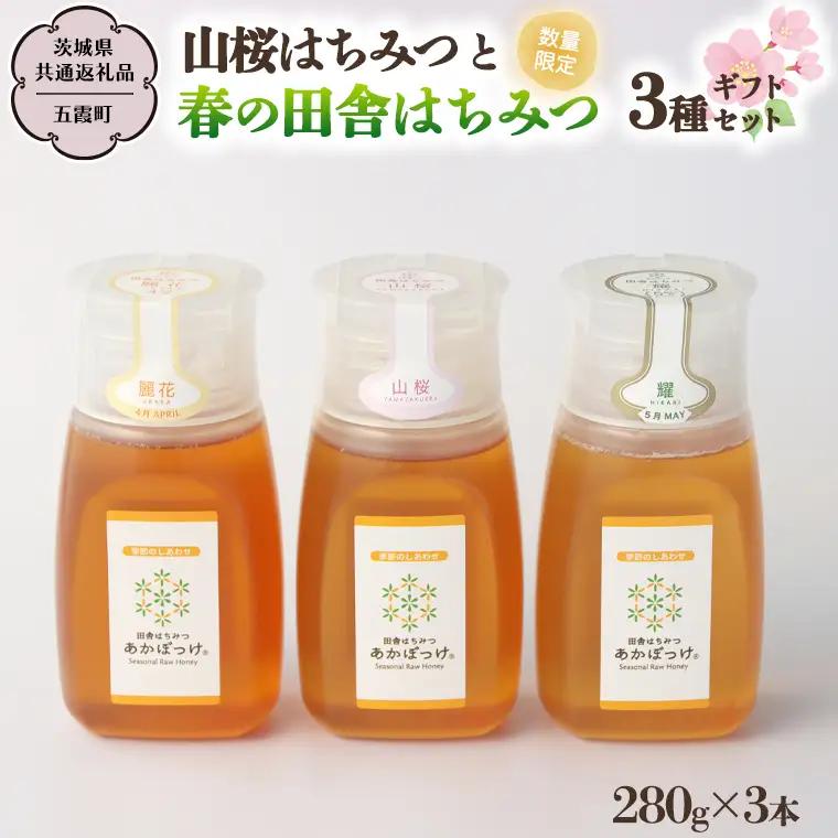 【数量限定】 山桜 はちみつ と春の 田舎 はちみつ の 3種 ギフトセット [Ｂ3山桜] 【茨城県共通返礼品／五霞町】    [BS004sa]