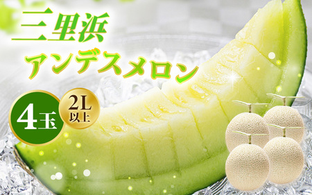 【先行予約】【数量限定】三里浜アンデスメロン 2L以上 × 4玉 【2026年6月下旬より順次発送】 [A-16513]