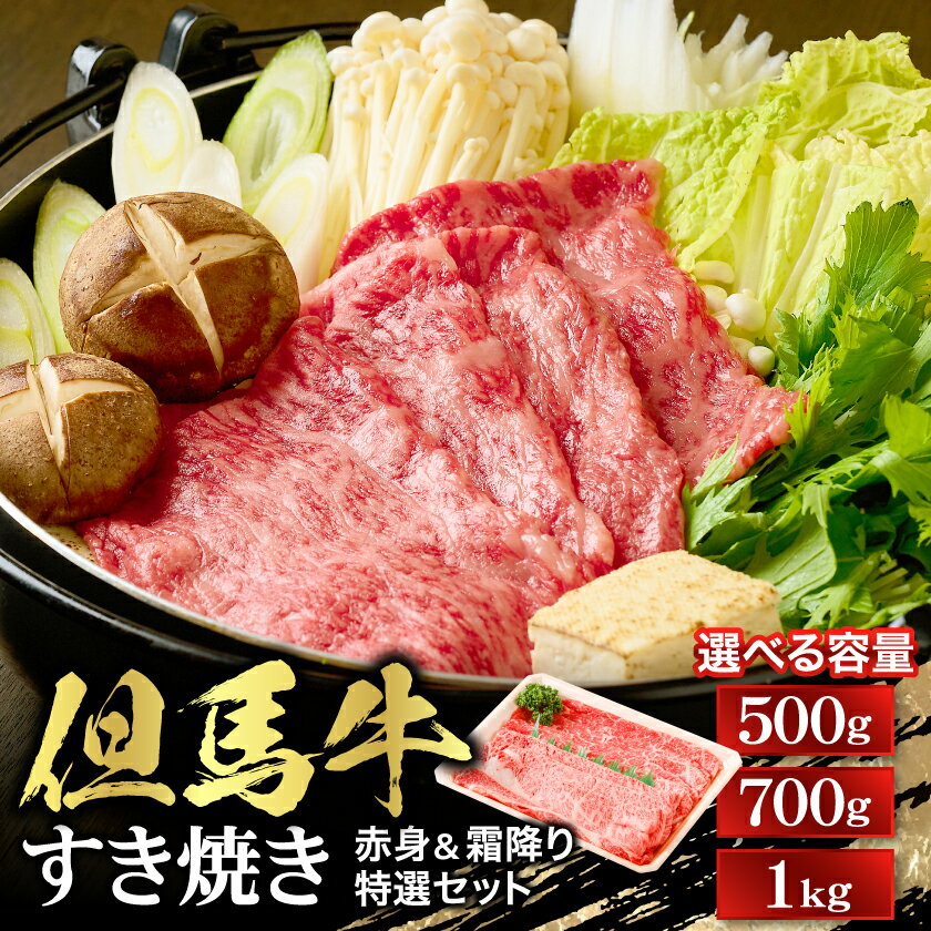 【ふるさと納税】【但馬牛】すき焼き 赤身&霜降り 特選セット(500g/700g/1kg)_ すき焼 スキヤキ お肉 肉 牛肉 ブランド牛 黒毛和牛 食べ比べ ギフト プレゼント 贈り物 【配送不可地域：離島】【G1313137】