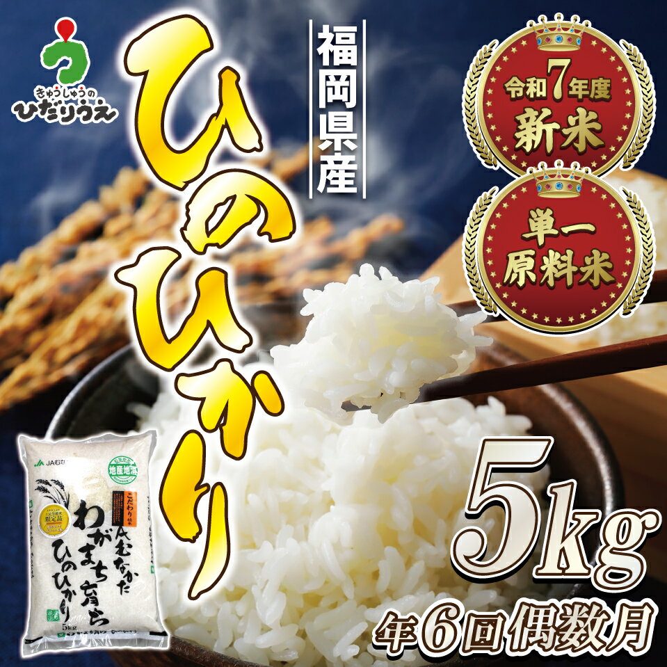 【ふるさと納税】【米定期便】【年6回偶数月】JAよりお届け！「ひのひかり」 5kg（5kg×1袋）×6回 計30kg ヒノヒカリ 米 お米 コメ 定期便 白米 精米 福岡県産米 送料無料【2026年2月発送開始】 [G5082a]