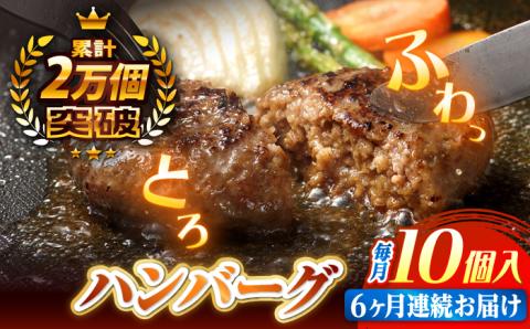 【全6回定期便】 【累計20,000個突破！】ふわとろ ハンバーグ 10個入【ワールドミート】 [YF07] 肉 牛肉 豚肉 おかず 惣菜 定期便