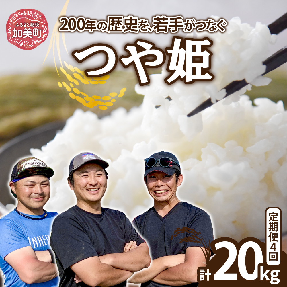 【5kg×4回 計20kg】 米 宮城県産 つや姫　定期便 《 令和7年産 新米 》 ブランド米 白米 精米 ご飯 ごはん コメ こめ お米 小分け 家庭用 結心ファーム [ 宮城県 加美町 ]  | yu-th05-t4-r7