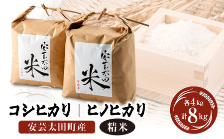 【令和6年産】コシヒカリ・ヒノヒカリ食べ比べセット 計8kg【1039364】