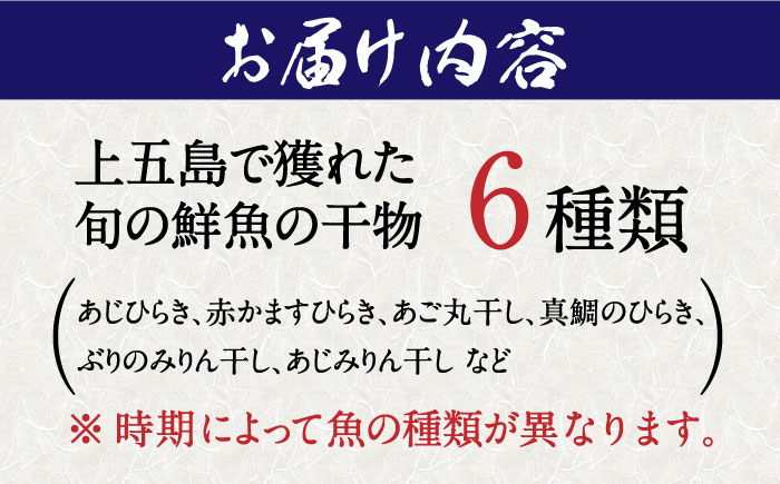 【贅沢な旬鮮魚の干物！旨味がぎゅっ！】 五島 干物 6種 セット 鮮魚 魚介類 【はたした】 [RAF001]