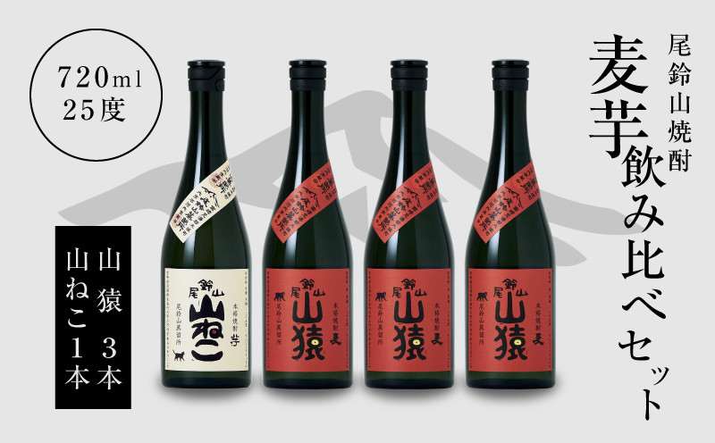 
            焼酎尾鈴山(山ねこ1本・山猿3本)各720ml  K09_0023_3
          