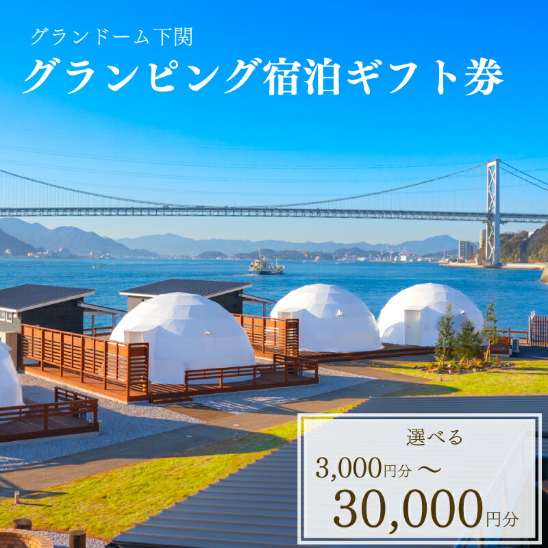【ふるさと納税】 グランピング 宿泊 ギフト券 選べる 3,000円分 9,000円分 15,000円分 30,000円分 グランドーム下関 旅行 観光 レジャー 宿泊 補助券 チケット クーポン ペット BBQ バーベキュー アウトドア 関門海峡 花火大会 角島 唐戸市場 ギフト プレゼント 下関 山口