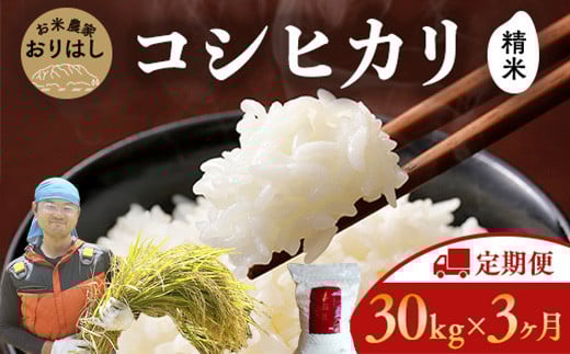 
            【先行予約】【定期便30kg×3ヶ月】お米 コシヒカリ 精米 30kg×3ヶ月 〇｜おにぎり 竹原市 小梨町 お米農家 おりはし【定期便・ 広島県産 白米 名水 甘み おむすび ご飯 定期便 3カ月定期 】※2025年9月頃より順次発送予定
          