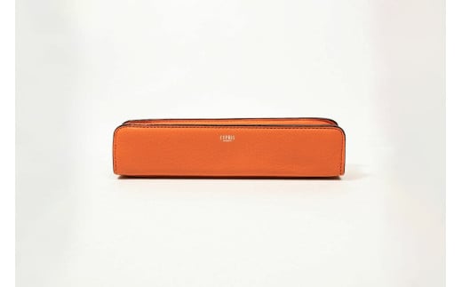 キプリス本革製ペンケース　カラー：オレンジ【革小物 革製品 ソフトシュリンクレザー 牛革 しっとり シーンレス 職人 ペンケース】