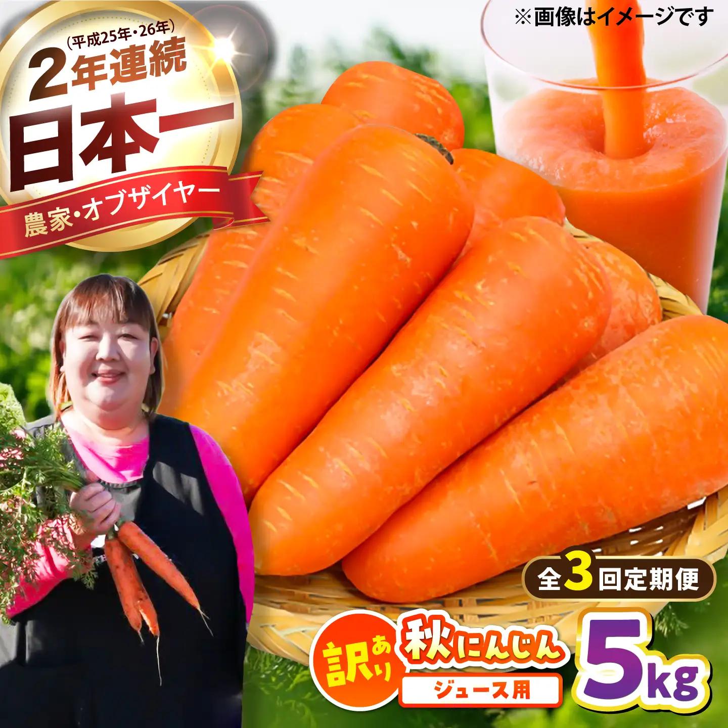 【先行予約】【2026年12月順次発送開始】【全3回定期便】ジュース用秋にんじん5kg (訳あり) / にんじん ニンジン 規格外 ジュース β-カロテン 食物繊維 抗酸化作用 熊本県産 菊陽町 【株式会社 まゆみ農園】[BHCW020]