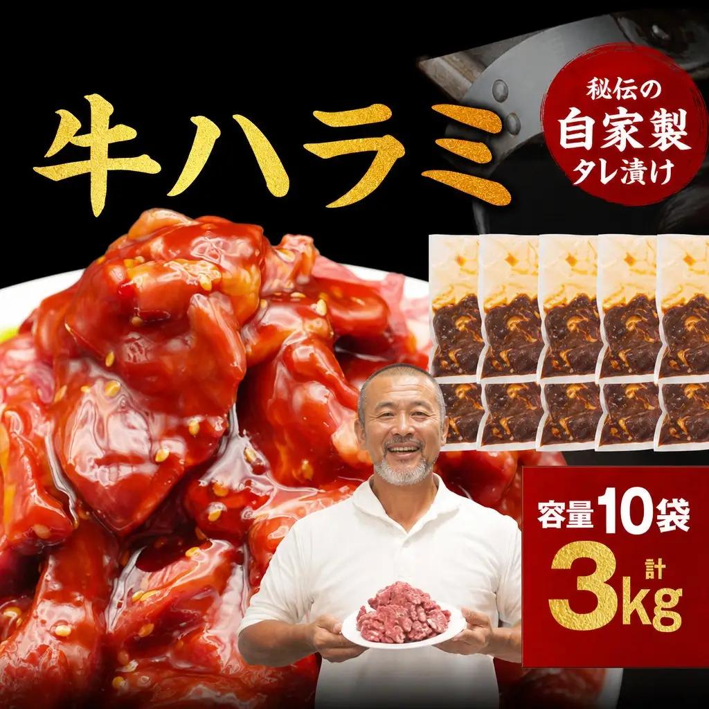 たれ漬け牛ハラミ 3kg ハラミ 牛肉 焼肉 mok07