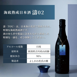 【限定醸造】日本海の荒波が育んだ 海底熟成日本酒「濤〈TOU〉 02」（720ml）お酒 15度 希少品 限定 新潟 上越 ギフト 贈答 化粧箱入り 送料無料 シリアルあり 【チタン製おちょこ付】