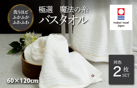 （今治タオルブランド認定品）極選魔法の糸 バスタオル 2枚セット （ホワイト） [I002980BT2] 