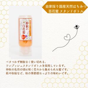 自家採り国産天然はちみつ アカシヤ スタンドボトル 200g×1本 百花蜜200g×1本 蜂蜜 はちみつ ハチミツ 国産 百花蜜 アカシヤ ハニー 天然 無添加 おすすめ お中元 お歳暮 ギフト 二本