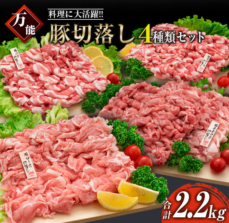 【ふるさと納税】豚肉 切り落とし 4種 セット 合計2.2kg 日南市産 ポーク 国産 食品 おかず お弁当 おつまみ 万能食材 豚ロース 豚バラ 豚モモ 豚ウデ 切落し 食べ比べ おすすめ カレー 焼肉 生姜焼き 炒め物 お取り寄せ おすそ分け 宮崎県 日南市 送料無料