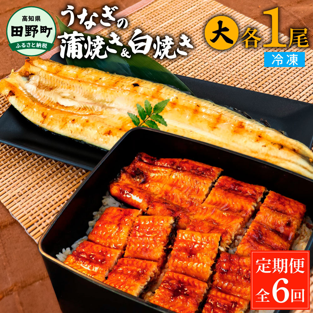 
田野町産うなぎの蒲焼き(大)+うなぎの白焼き(大) 各1尾×6回 定期便 6ヶ月 定期コース 1尾あたり120～150g タレ付き 山椒付き うなぎ 鰻 ウナギ 蒲焼き かば焼き 白焼 国産 冷凍 配送
