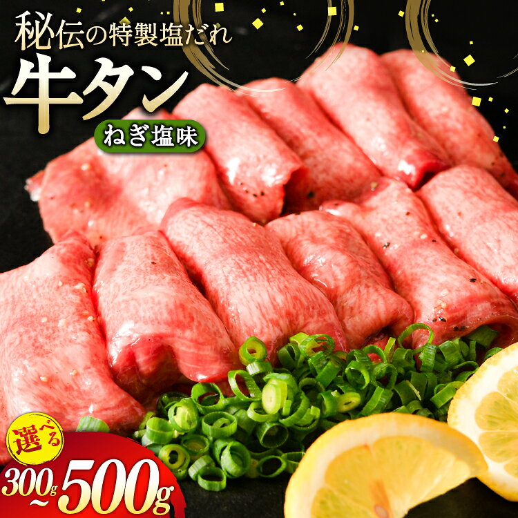 【ふるさと納税】 牛タン ミートよねくらの味付牛タン ねぎ塩味 【選べる内容量】 300g / 500g [気仙沼市物産振興協会 宮城県 気仙沼市 20566378] 肉 精肉 焼肉 牛たん タン 薄切り スライス 冷凍 アウトドア BBQ 簡単 味付き 塩 タン塩 たん塩 たん