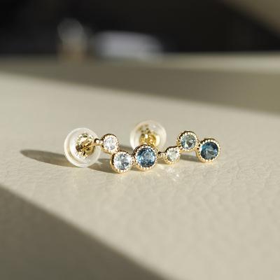 ふるさと納税 甲府市 【ジュエリー】K18 イエローゴールド 3種類 ブルートパーズ ピアス 保証書付 SIA-2744 |  | 01