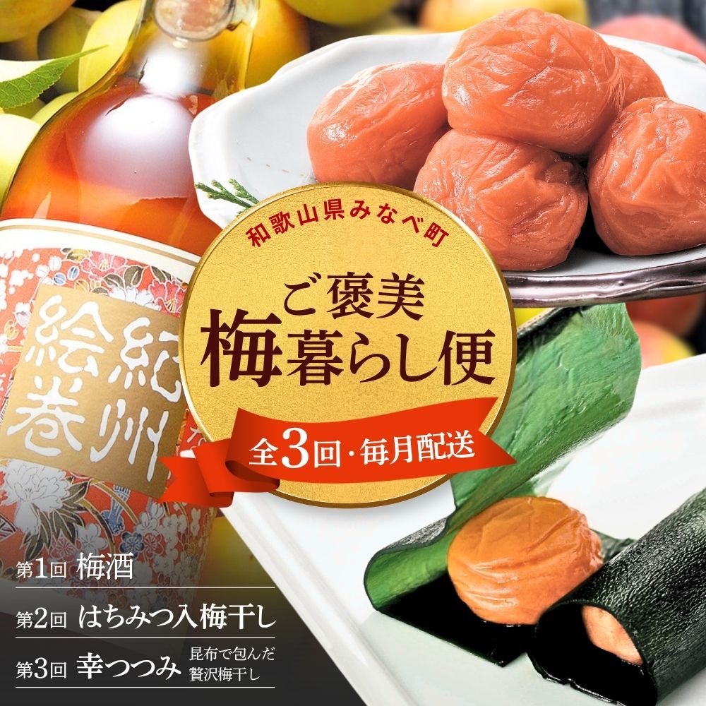 【ふるさと納税】 梅酒 梅干し 定期便 全3回 紀州南高梅 はちみつ梅 昆布包み梅 和歌山県みなべ町産 ご褒美 お取り寄せ グルメ 女性 人気 贈り物