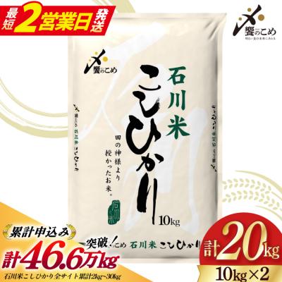 ふるさと納税 宝達志水町 【最短2営業日発送】令和7年 石川米 こしひかり 精米 20kg [38601199-sp]