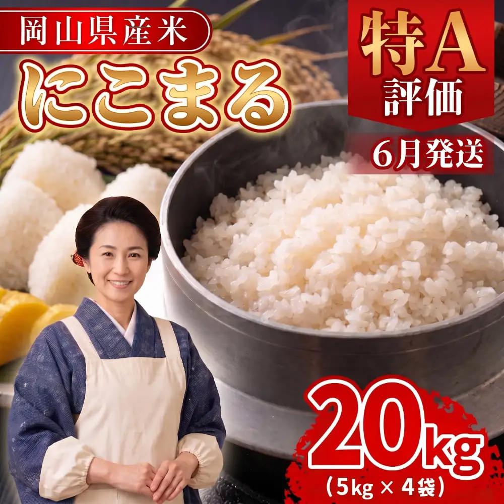 【期間限定寄附額】最高評価「特A」令和8年産 岡山県産米「 にこまる 」 20kg ＜6月発送＞