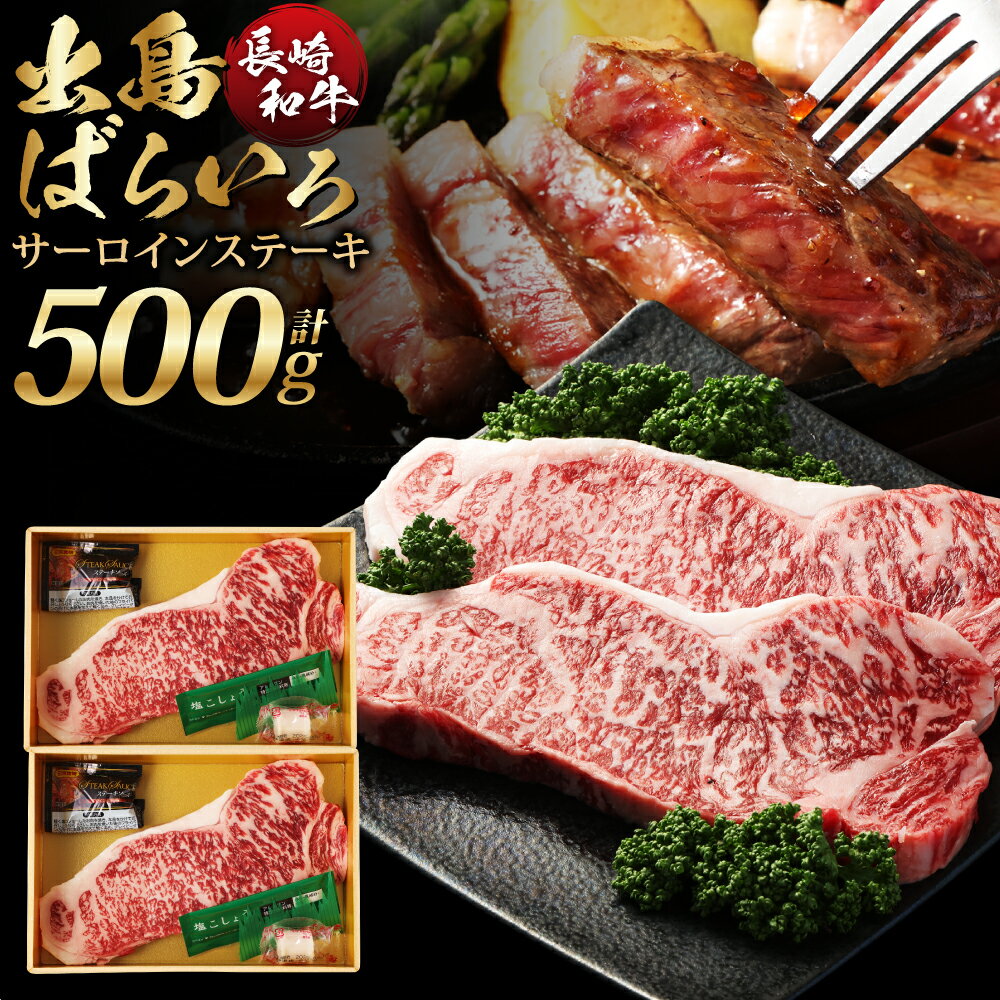【ふるさと納税】長崎和牛「出島ばらいろ」特選霜降 サーロインステーキたっぷり 計約500g 約250g×2枚 A4等級以上 和牛 牛肉 お肉 ステーキソース 塩コショウ 冷凍 長崎県産 国産 九州 長崎県 長崎市 送料無料