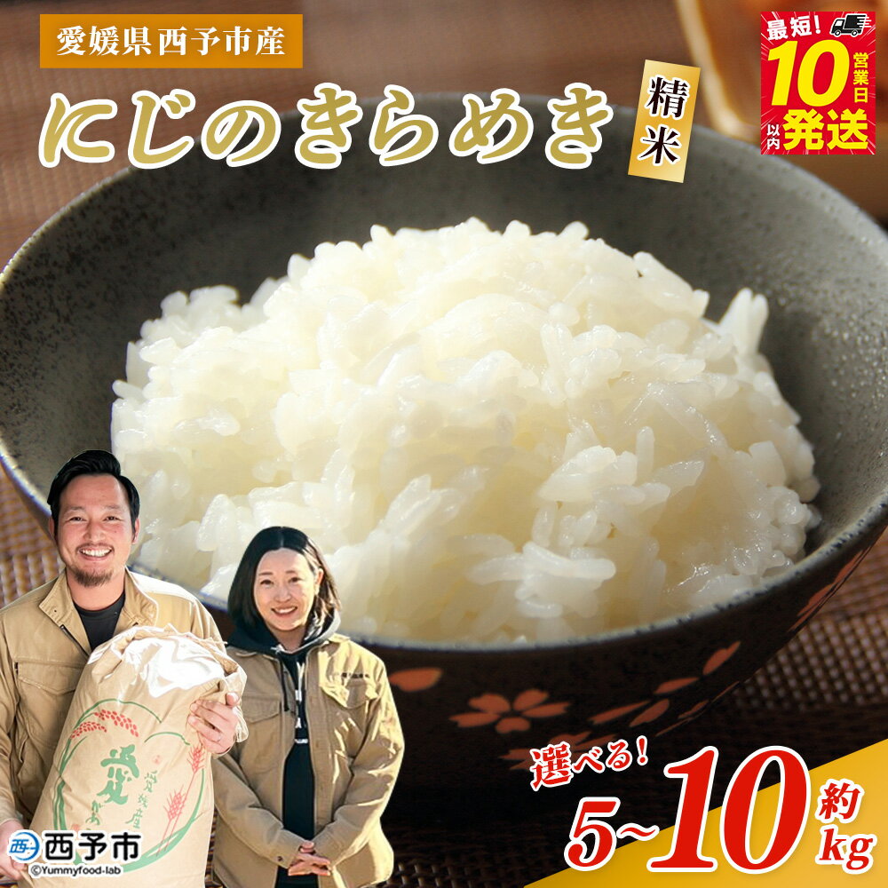 【ふるさと納税】＜令和7年産 西予市産 にじのきらめき 精米 約5kg/10kg＞ 選べる 内容量 お米 米 コメ こめ 白米 国産米 単一原料米 ご飯 雑穀 5キロ 10キロ お弁当 おにぎり 特産品 愛媛県産 株式会社宇都宮米穀 愛媛県 西予市【常温】『最短10営業日以内に順次出荷予定』