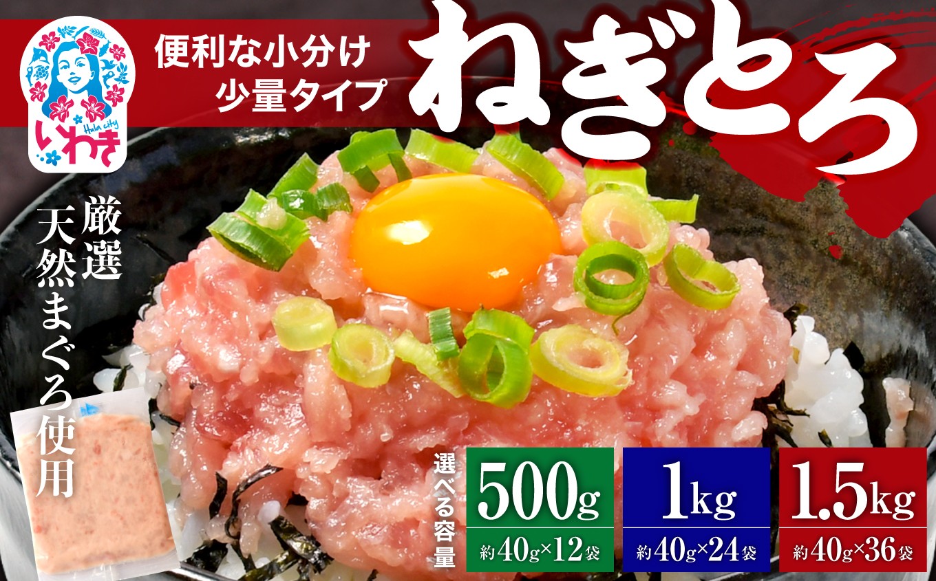 
            【容量選べる】ねぎとろ 約500g（12パック）～約1.5kg（24パック）小分け 冷凍 個包装 使い切りパック（約40g小分け）1人前 まぐろたたき まぐろ
          