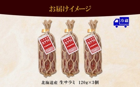 北海道産 生サラミ 120g 3個 セット 札幌バルナバハム バルナバフーズ 