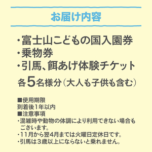 富士山こどもの国 入園券+乗物券&動物体験セット 5名 餌あげ体験 引馬体験 動物と触れ合う アスレチック マウンテンバイクコース カヌー体験 変わり種自転車 お出かけ 思い出 旅行 トラベル 静岡県