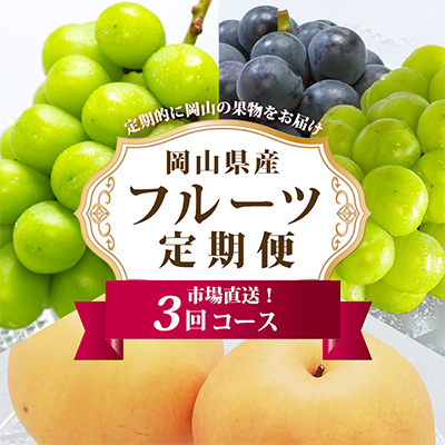 【発送月固定定期便】B 岡山県産 シャインマスカット(晴王)・あたご梨・ニューピオーネほか全3回【配送不可地域：離島・北海道・沖縄】【4000245】
