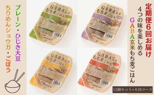 【6回定期便】GABA玄米もち麦ごはん4種セット（12パック）【玄米 GABA玄米 GABAライス もち麦 ごはん ライス 麦 大麦 雑穀 お米 こめセット 6回 定期便 備蓄 非常食 スーパー食材 鳥取県 日吉津村】