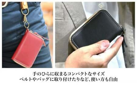 本革ラウンドファスナーキーケース グレージュ(灰色)　滋賀県長浜市/株式会社ブラン・クチュール[AQAY025]