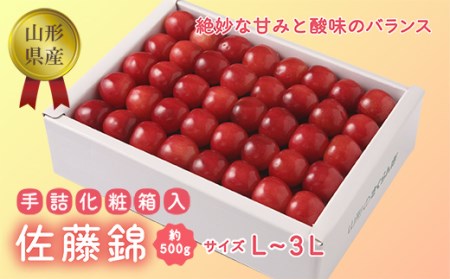 《先行予約 2026年度発送》【佐藤錦】手詰め 約500g（化粧箱入り） FSY-0063