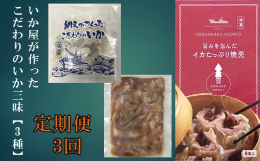 ＜定期便3回＞ いか屋が作ったこだわりのいか三昧(3種)