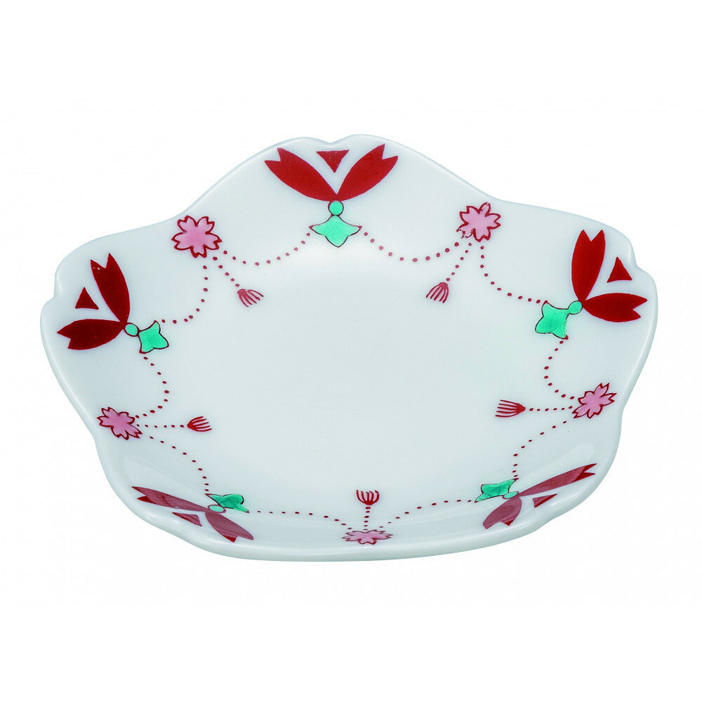【ふるさと納税】九谷焼　3号皿・さくら 瓔珞 5枚セット a01 民芸品 工芸品 焼き物 食器