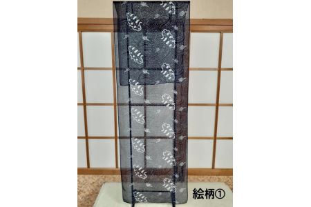 H133(絵柄1)　河内木綿文様、肌に優しい藍手染めストール【絵柄1】