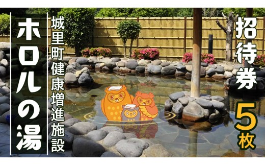 ホロルの湯 招待券 5枚 温泉 大浴場 利用券 回数券 チケット 家族で楽しむ 家族 子供 親子 癒し 休日 夏休み 冬休み 春休み 休み 日帰り温泉 おんせん アルカリ性 ふるさと納税 茨城 城里 (BG003)