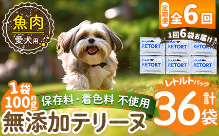 a1089-H 【6回定期便】＜保存料・着色料 不使用＞愛犬用無添加テリーヌ レトルトパック 魚テリーヌ6袋×6回(1袋約100g・合計約3.6kg)【Nフードサービス】姶良市 魚 テリーヌ 犬 ドッグ ペット フード エサ レトルト おやつ ごはん ご飯 間食 ご褒美