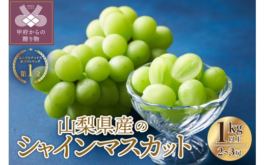 【総合1位獲得!!】〈2026年度配送分〉山梨県産 シャインマスカット 2～3房（1.0kg以上）