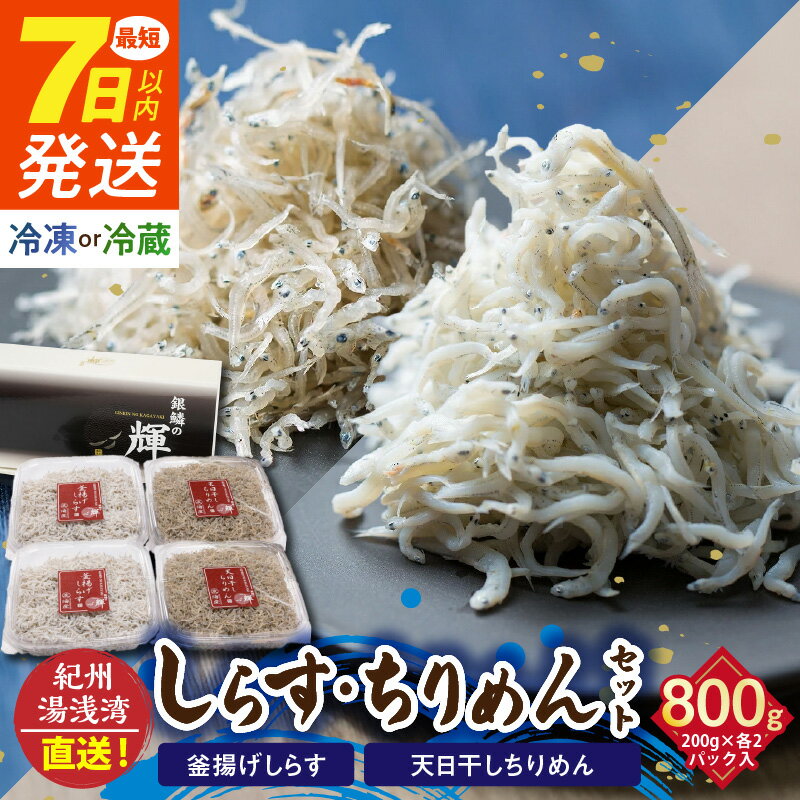 【ふるさと納税】《7日以内発送》 茹でたて釜揚げしらす（200g×2）天日干ちりめん（200g×2）セット 冷蔵・冷凍 選択可 紀州湯浅湾直送！
