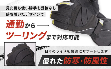 【デグナー】ガントレットグローブ [WG-43] ブラックーイエロー ＜Lサイズ＞［ 京都 八王子 グローブ 手袋 革 天然 おしゃれ 人気 おすすめ 革手袋 レザー バイカー バイク ブランド メー