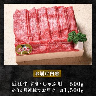 【定期便3回】 近江牛 すき焼き しゃぶしゃぶ 赤身 500g × 3ヶ月 1,500g 牛肉 肉  国産 ブランド牛 三大和牛 和牛 黒毛和牛 竜王産 産地直送 澤井牧場 滋賀県 竜王町 冷凍