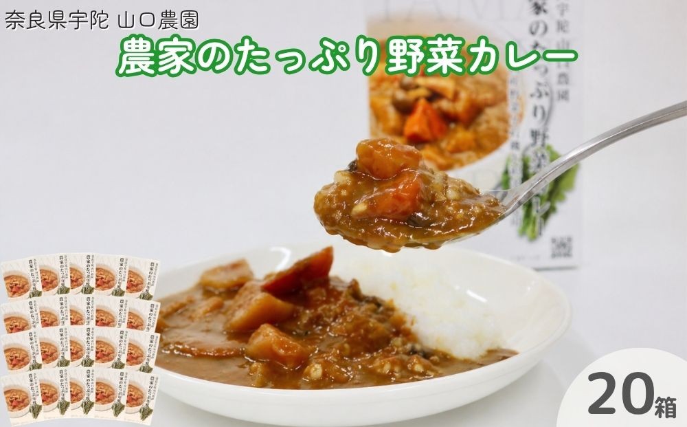 
                  農家のたっぷり野菜カレー 20個／山口農園 有機野菜 オーガニック 伝統野菜 レトルト 詰め合わせ カレー ギフト カレーセット スパイス 飯 キャンプお取り寄せ 奈良県 宇陀市 送料無料 おかず ご当地  簡単 お歳暮 暑中見舞い  保存 時短 国産 保存食 ふるさと納税
                
