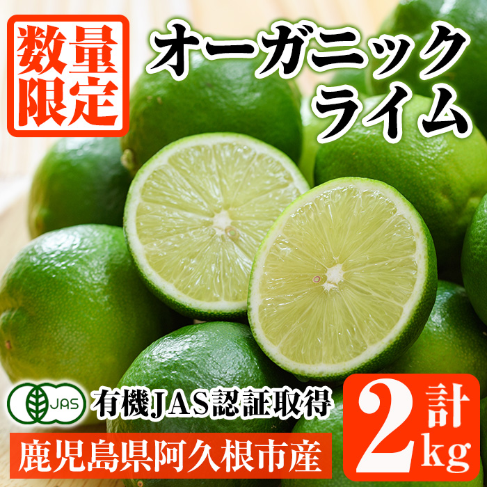 ＜先行予約受付中！2025年9月以降発送予定＞数量限定！有機JAS オーガニックライム(計2kg) 国産 果実 果物 フルーツ 柑橘 デザート 期間限定 有機栽培 健康志向【中村農場】akn084-06