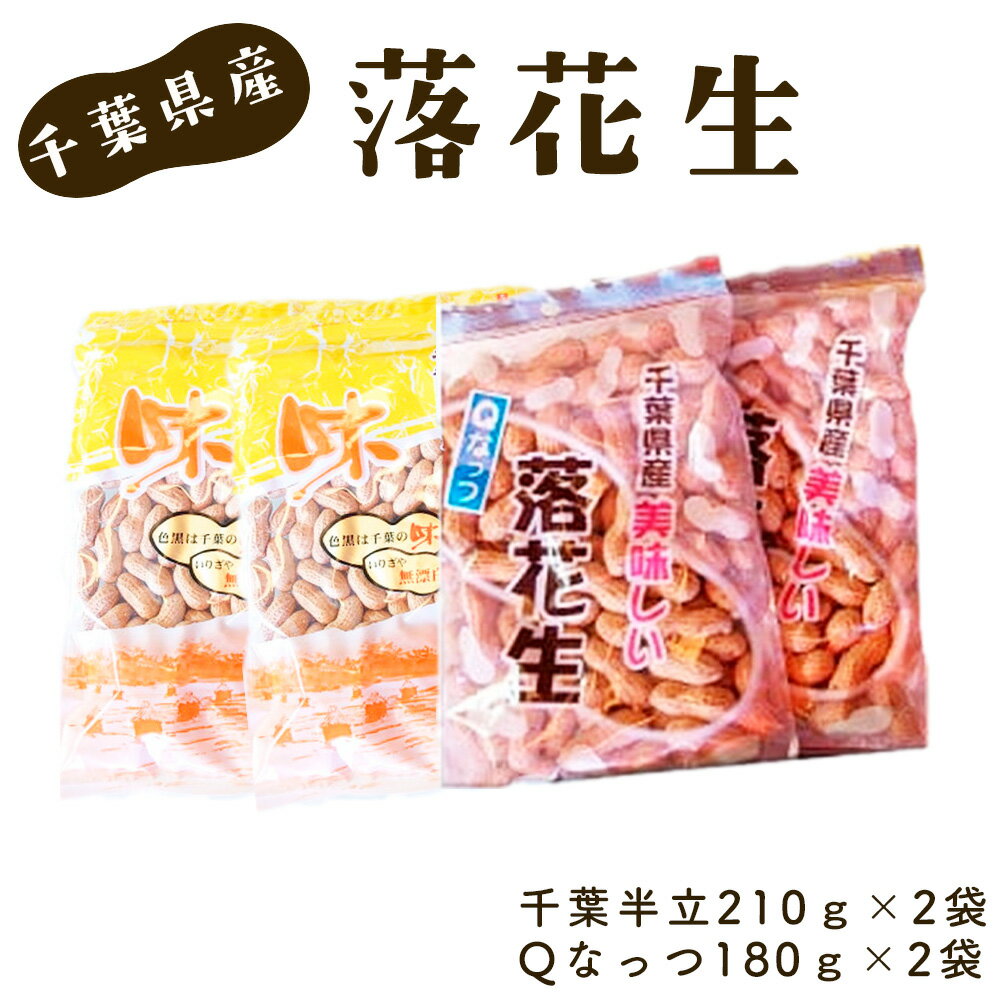 【ふるさと納税】 千葉県産落花生・千葉半立210g×2袋 ＆ Qなっつ180g×2袋 ／ ピーナッツ コク 香り 甘味 新品種 送料無料 千葉県 ピーナッツ から付き 落花生 香ばしい ホクホク 食感 自然な豆の味 豆料理 おつまみ素材 おやつ 常備食 家庭用 食材ストック No.040