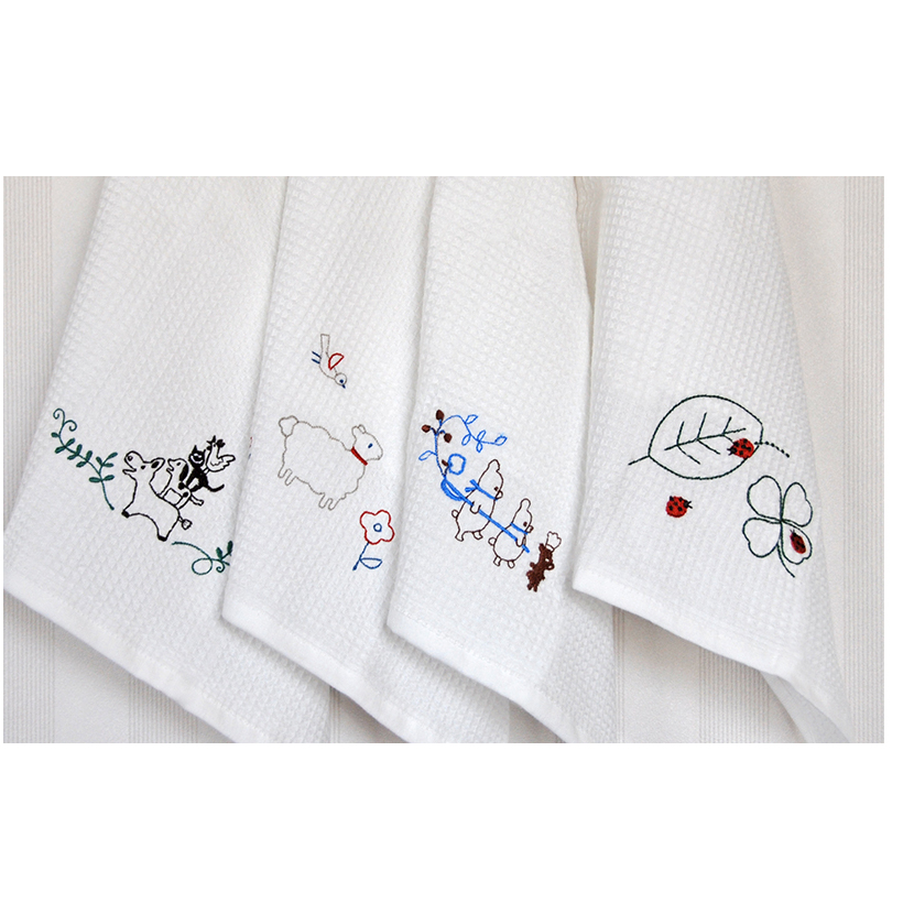 シンジカトウ「ふきぴか キッチンタオル（刺繍）」セット【泉州タオル 国産 吸水 普段使い 無地 シンプル 日用品 家族 ファミリー】 005A008_イメージ3