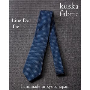 【手織りネクタイ】ネイビー ラインドットタイ kuskafabric 丹後の絹織物【高島屋選定品】【1608490】