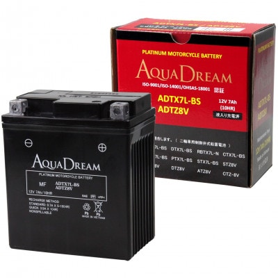 AQUADREAM PLATINUM バイク用バッテリー 液入充電済 ADTX7L-BS/8V 1個【配送不可地域：沖縄県】