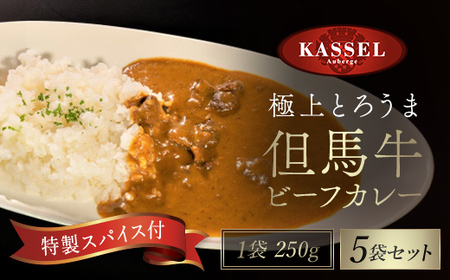 極上とろうま 但馬牛ビーフカレー＜5袋セット＞特製スパイス付き但馬牛 ビーフカレー 牛肉 朝来市 生野 生野高原 カッセル レストラン品質 ナチュラルリゾートオーベルジュ 兵庫県 朝来市 AS14CA27